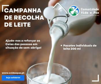 Comunidade Vida e Paz promove campanha de recolha de leite